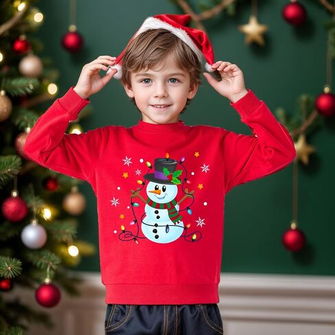 Boys Girls Christmas Sweatshirt Toddler Kids Xmas Santa Claus Reindeer Shirt Tops Clothes 1-7 Years in Saudi Arabia
