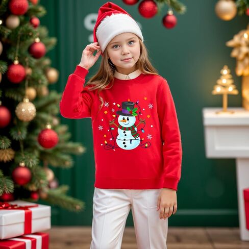 Boys Girls Christmas Sweatshirt Toddler Kids Xmas Santa Claus Reindeer Shirt Tops Clothes 1-7 Years in Saudi Arabia