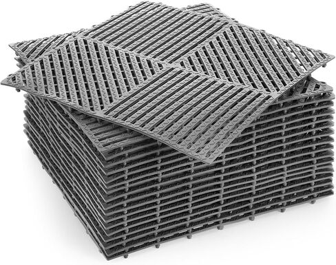 18 حزمة من بلاط أرضيات المرآب المتشابك مقاس 30.48 سم × 30.48 سم، بلاط مطاطي مانع للانزلاق، بلاط سطح متشابك مع فتحات لحمام السباحة، دش، سقيفة جراج وقارب in Kuwait