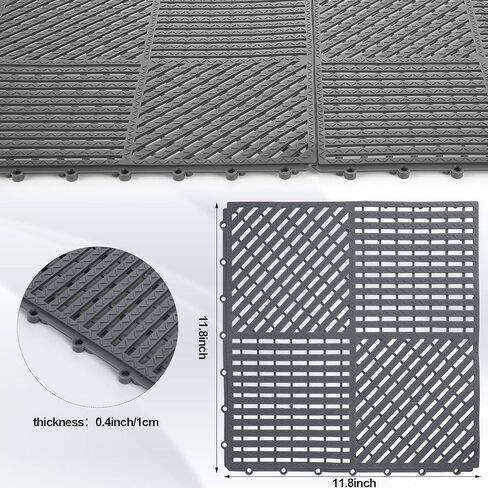 18 حزمة من بلاط أرضيات المرآب المتشابك مقاس 30.48 سم × 30.48 سم، بلاط مطاطي مانع للانزلاق، بلاط سطح متشابك مع فتحات لحمام السباحة، دش، سقيفة جراج وقارب in Kuwait