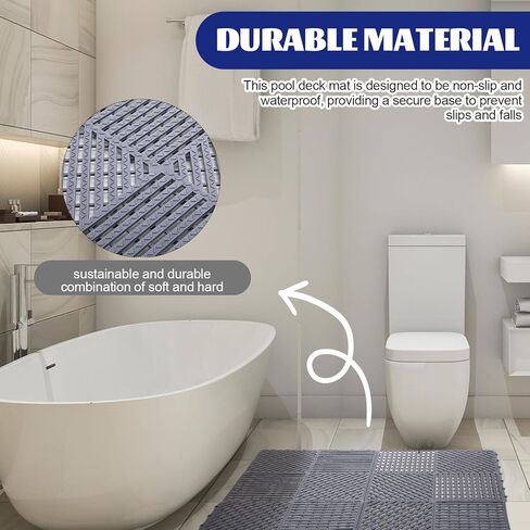 18 حزمة من بلاط أرضيات المرآب المتشابك مقاس 30.48 سم × 30.48 سم، بلاط مطاطي مانع للانزلاق، بلاط سطح متشابك مع فتحات لحمام السباحة، دش، سقيفة جراج وقارب in Kuwait