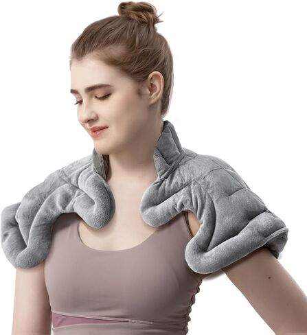 uncn Heating Pad for Neck and Shoulders Pain Relief, Microwavable Heat Pack Large Coverage for Shoulder, Weighted Cordless Microwave Heat Pad Heated Neck Wrap Warmer Uncented Gery in Kuwait