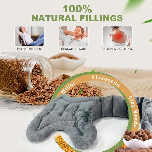 uncn Heating Pad for Neck and Shoulders Pain Relief, Microwavable Heat Pack Large Coverage for Shoulder, Weighted Cordless Microwave Heat Pad Heated Neck Wrap Warmer Uncented Gery in Kuwait