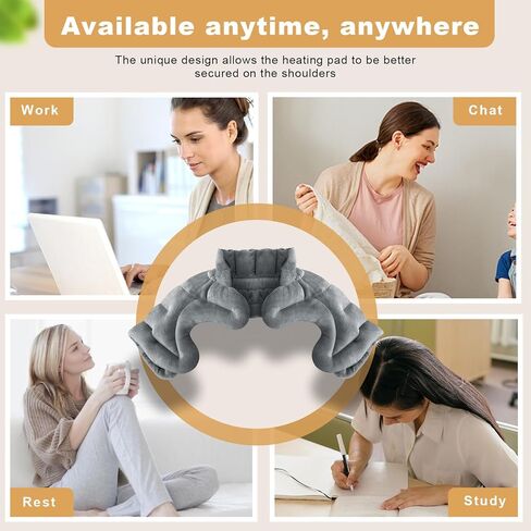 uncn Heating Pad for Neck and Shoulders Pain Relief, Microwavable Heat Pack Large Coverage for Shoulder, Weighted Cordless Microwave Heat Pad Heated Neck Wrap Warmer Uncented Gery in Kuwait