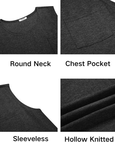 COOFANDY Men's Knit Tank Tops Casual Sleeveless T Shirts Beach Tank Shirts with Pocket in Kuwait