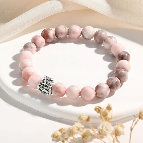 Kvekstio Animal Lover Pink Natural Stone Bracelet w/You are Braver Card for Women, Animal Themed Birthday Party Gift in Saudi Arabia
