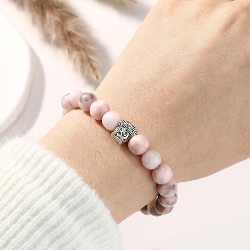Kvekstio Animal Lover Pink Natural Stone Bracelet w/You are Braver Card for Women, Animal Themed Birthday Party Gift in Saudi Arabia