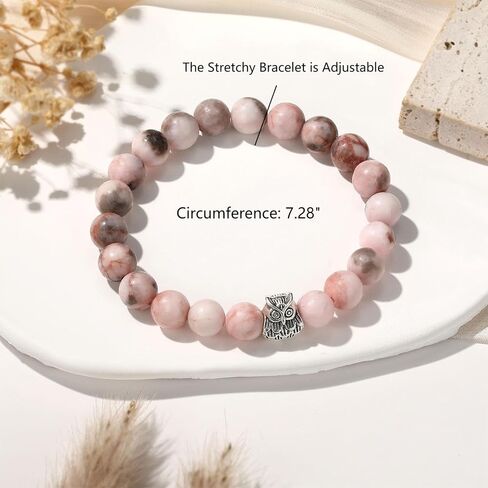 Kvekstio Animal Lover Pink Natural Stone Bracelet w/You are Braver Card for Women, Animal Themed Birthday Party Gift in Saudi Arabia