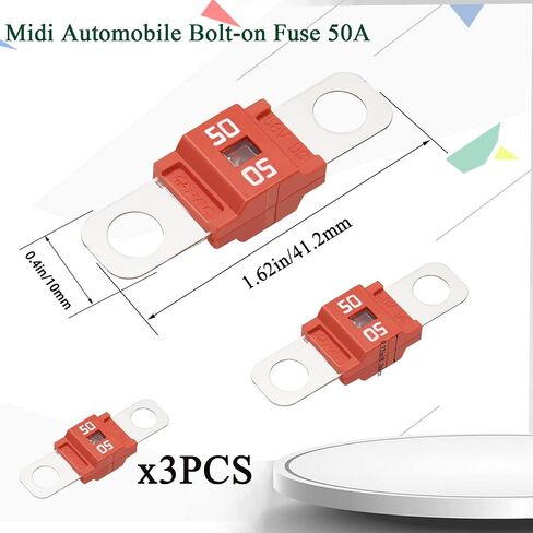 Taiss 3PCS Midi Automobile Bolt-on Fuse 50A,High Current Fuse,Suitable for Cars,Trucks,Off-Road Vehicles,Engineering Vehicles,etc in Saudi Arabia