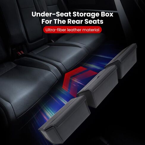 صندوق تخزين خلفي أسفل المقعد متوافق مع Tesla Cybertruck 2024، منظم وحدات للصف الثاني تحت ملحقات منظم المقعد - حل تخزين خلفي قوي in Kuwait