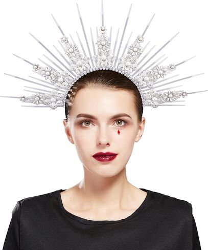 Fantherin Mary Halo Crown Headpiece Spiked Goddess Halo Crown Sunburst Greek Headpiece for Cosplay Halloween Costume Party in Kuwait