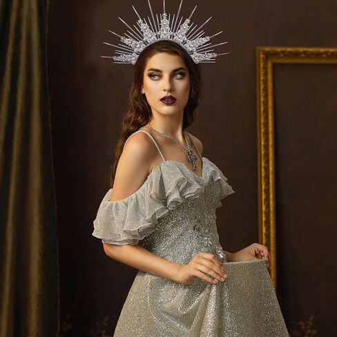 Fantherin Mary Halo Crown Headpiece Spiked Goddess Halo Crown Sunburst Greek Headpiece for Cosplay Halloween Costume Party in Kuwait