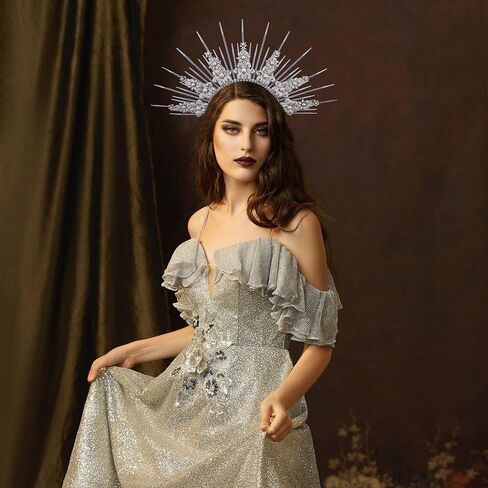 Fantherin Mary Halo Crown Headpiece Spiked Goddess Halo Crown Sunburst Greek Headpiece for Cosplay Halloween Costume Party in Kuwait