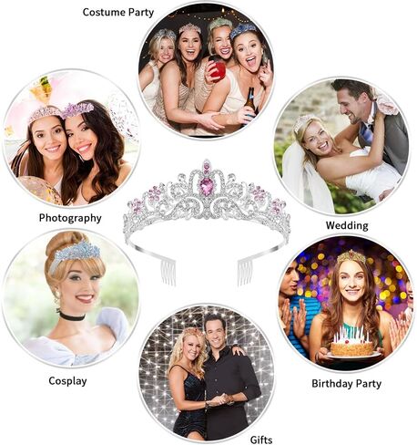 تاج ذهبي، عصابات رأس من حجر الراين الكريستالي للنساء عيد ميلاد سعيد تاج الأميرة مع أمشاط زينة أنيقة لغطاء الرأس لعيد الميلاد وحفلات الزفاف وحفلات التخرج والهدايا in Kuwait