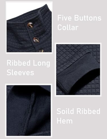 COOFANDY Mens Quarter Pullover Quilted Sweatshirt Casual Knit Long Sleeve Mock Neck Sweater Waffle Collared Pullover in Saudi Arabia