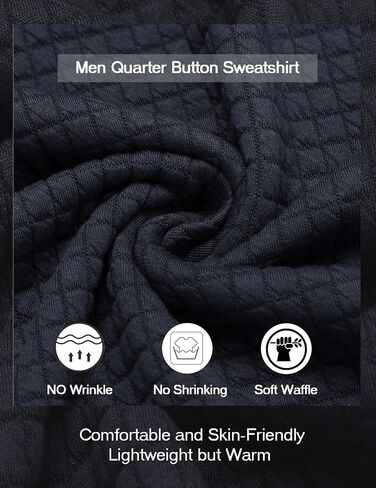 COOFANDY Mens Quarter Pullover Quilted Sweatshirt Casual Knit Long Sleeve Mock Neck Sweater Waffle Collared Pullover in Saudi Arabia