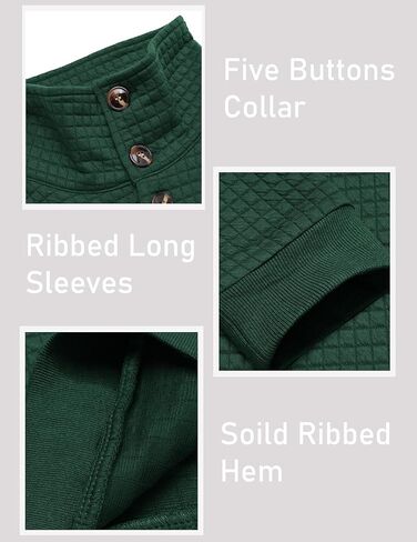 COOFANDY Mens Quarter Pullover Quilted Sweatshirt Casual Knit Long Sleeve Mock Neck Sweater Waffle Collared Pullover in Saudi Arabia