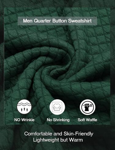 COOFANDY Mens Quarter Pullover Quilted Sweatshirt Casual Knit Long Sleeve Mock Neck Sweater Waffle Collared Pullover in Saudi Arabia