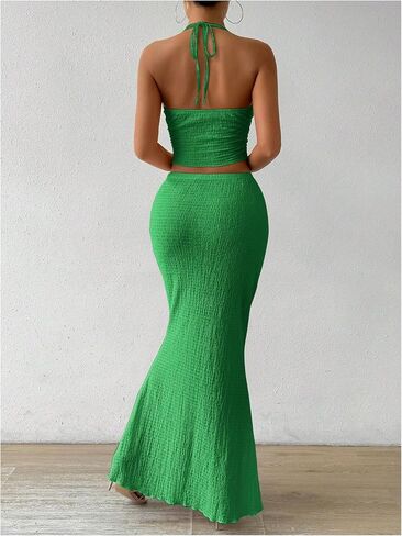 SOLY HUX Women's Two Piece Outfits Twist Front Halter Cami Tops and Skirt Summer Set in Kuwait