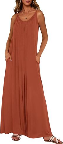 dowerme Women's Summer One Piece Jumpsuits 2025 Casual Spaghetti Strap Loose Wide Leg Long Pant Rompers With Pockets in Saudi Arabia