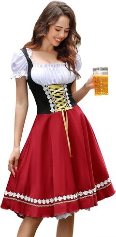 KOJOOIN Women Oktoberfest Costumes German Dirndl Dress Traditional Bavarian Beer Garden Carnival Dresses in Saudi Arabia