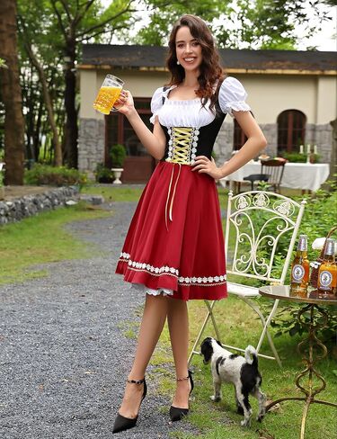 KOJOOIN Women Oktoberfest Costumes German Dirndl Dress Traditional Bavarian Beer Garden Carnival Dresses in Saudi Arabia