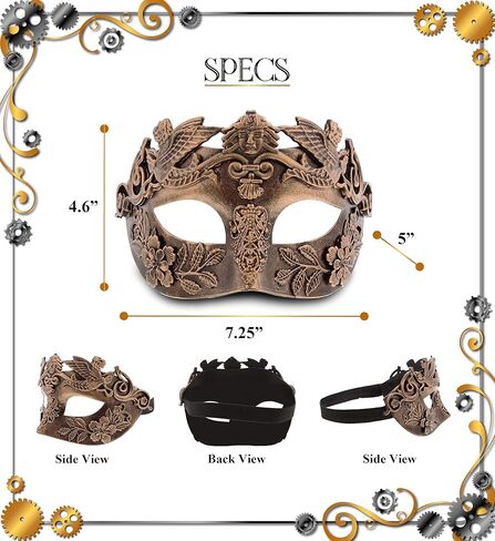 Venetian Royal Masquerade Ball Mask Costume - Half Masquerade Steampunk Mask, Baroque Costume Accessory in Kuwait