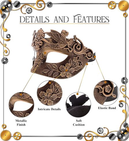 Venetian Royal Masquerade Ball Mask Costume - Half Masquerade Steampunk Mask, Baroque Costume Accessory in Kuwait