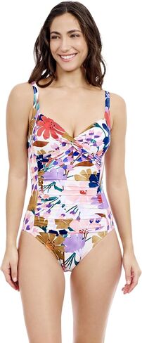 Profile by Gottex Melody Women's Multi-Color Sweetheart Twist Front One Piece Swimsuit with Tummy Control and Soft Cups in Saudi Arabia