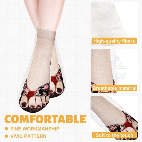 6 Pairs Funny Flip Flop Socks,3D Manicure Print Socks for Women,Unique and Stylish Manicure Print Socks Women in Kuwait