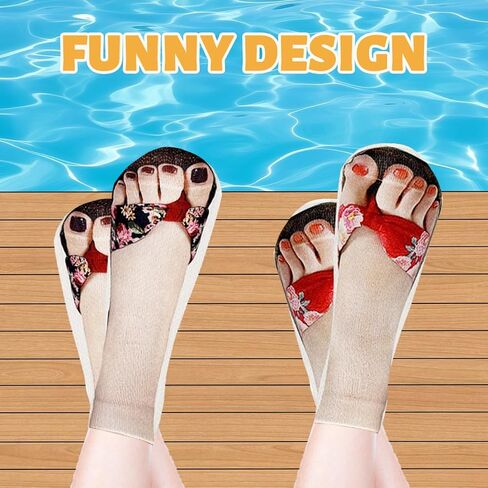 6 Pairs Funny Flip Flop Socks,3D Manicure Print Socks for Women,Unique and Stylish Manicure Print Socks Women in Kuwait