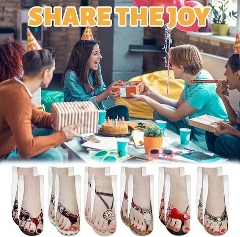 6 Pairs Funny Flip Flop Socks,3D Manicure Print Socks for Women,Unique and Stylish Manicure Print Socks Women in Kuwait