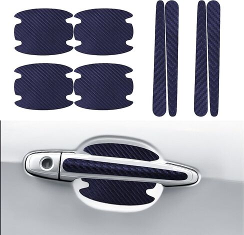 8PCS Car Door Handle Scratch Protectors, Carbon Fiber Car Door Handle Cover Anti Scratch Car Stickers, Universal Car Door Handle Paint Guard Cover, Door Handle Cup Protective Film for Most Vehicles in Kuwait
