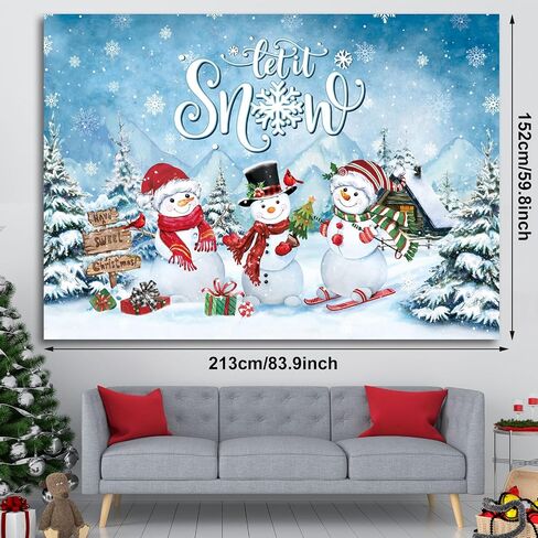 Tiamon Christmas Let It Snow Backdrop for Photography Rustic Snowman Background Winter Wall Decorations Portrait Photobooth Party Banner Photo Studio Props for Xmas Holiday New Year (83.9 x 59.8 Inch) in Kuwait