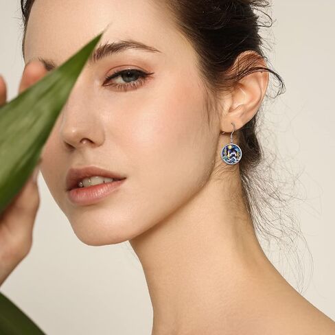 Mountain Earrings Gifts Sterling Silver Abalone Sun Mountain and Tree Dangle Earrings Nature Jewelry Gift for Skiers, Hikers, Campers, Climbers,Nature Lovers in Saudi Arabia