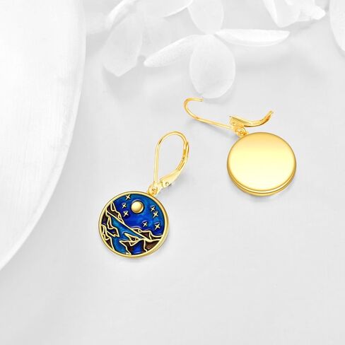 Mountain Earrings Gifts Sterling Silver Abalone Sun Mountain and Tree Dangle Earrings Nature Jewelry Gift for Skiers, Hikers, Campers, Climbers,Nature Lovers in Saudi Arabia