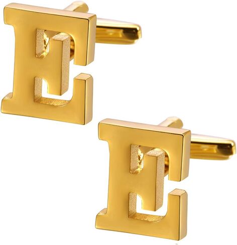 أزرار أكمام A-Z الأولية للرجال، أزرار أكمام كلاسيكية من الذهب والفضة عيار 18 قيراط وحروف أبجدية سوداء لحفلات الزفاف وحفلات العمل in Kuwait