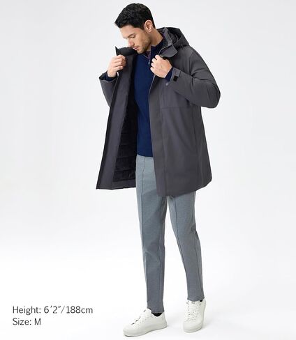 Parka Jacket Men Mens Long Puffer Coat Jacket Water-Repellent Windproof Breathable in Kuwait