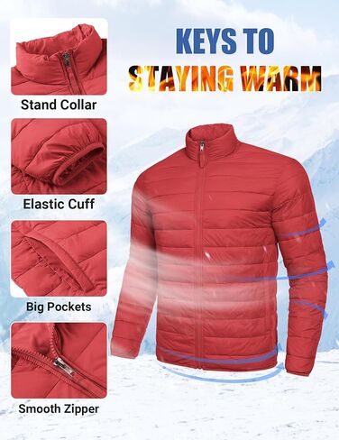 COOFANDY Mens Puffer Jacket Packable Lightweight Jackets Winter Coat Waterproof Windproof Zipper Down Jacket in Saudi Arabia