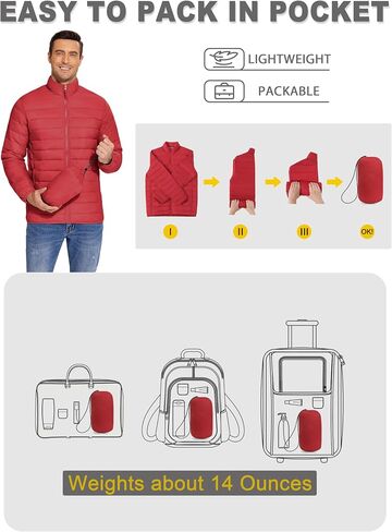 COOFANDY Mens Puffer Jacket Packable Lightweight Jackets Winter Coat Waterproof Windproof Zipper Down Jacket in Saudi Arabia