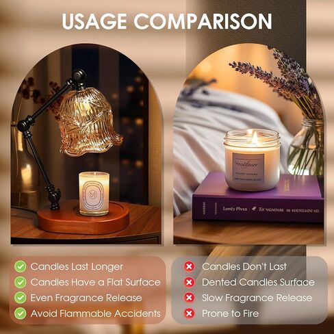 Candle Warmer Lamp, Dimmable Candle Lamp Warmer with Flexible Arm for Customizable Angles, Timer, Bedroom Living Room Home Decor Wax Melt Warmer, Gifts for Mom, with 2 Bulbs in Saudi Arabia