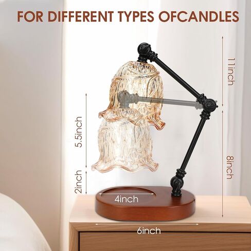 Candle Warmer Lamp, Dimmable Candle Lamp Warmer with Flexible Arm for Customizable Angles, Timer, Bedroom Living Room Home Decor Wax Melt Warmer, Gifts for Mom, with 2 Bulbs in Saudi Arabia