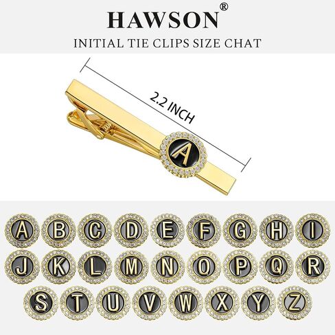 HAWSON 2.2 Inch Tie Clips for Men 18K Gold Color (A-Z Initial) for Men's Fashion Accessories Wedding Day Wearing,Men’s Jewelry or Gifts for Him,Birthday Anniversary in Kuwait