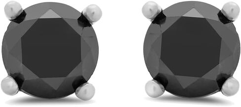 Amazon Essentials 0.5 to 2 Carats Round Black Diamonds, 10K White Gold, Stud Earrings - Stud Earrings for Women. in Saudi Arabia