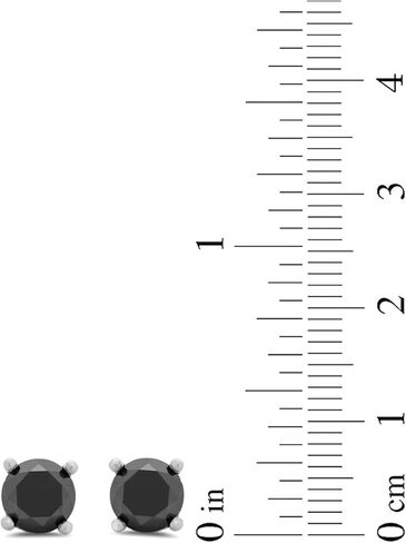 Amazon Essentials 0.5 to 2 Carats Round Black Diamonds, 10K White Gold, Stud Earrings - Stud Earrings for Women. in Saudi Arabia
