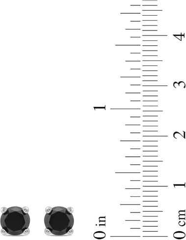 Amazon Essentials 0.5 to 2 Carats Round Black Diamonds, 10K White Gold, Stud Earrings - Stud Earrings for Women. in Saudi Arabia