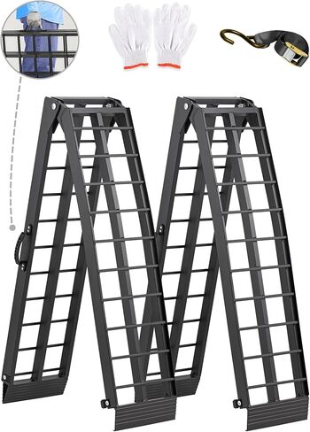 Truck Ramps 7.5FT ATV Loading Ramps for Pickup Trucks Shed Ramps with Straps 1500LBS Aluminum Ramps for Lawn Mower 2PCS 89 * 12" Snowmobile Car Ramps Silver Motorcycle Accessories with Handle Buckle in Saudi Arabia