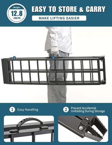 Truck Ramps 7.5FT ATV Loading Ramps for Pickup Trucks Shed Ramps with Straps 1500LBS Aluminum Ramps for Lawn Mower 2PCS 89 * 12" Snowmobile Car Ramps Silver Motorcycle Accessories with Handle Buckle in Saudi Arabia