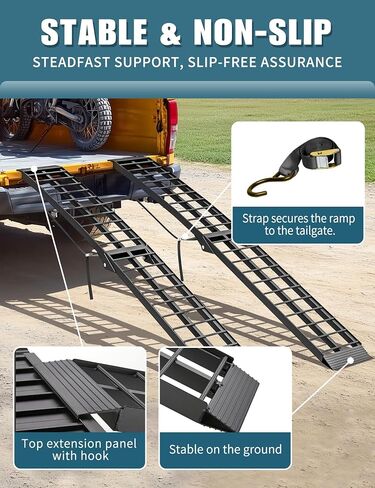 Truck Ramps 7.5FT ATV Loading Ramps for Pickup Trucks Shed Ramps with Straps 1500LBS Aluminum Ramps for Lawn Mower 2PCS 89 * 12" Snowmobile Car Ramps Silver Motorcycle Accessories with Handle Buckle in Saudi Arabia