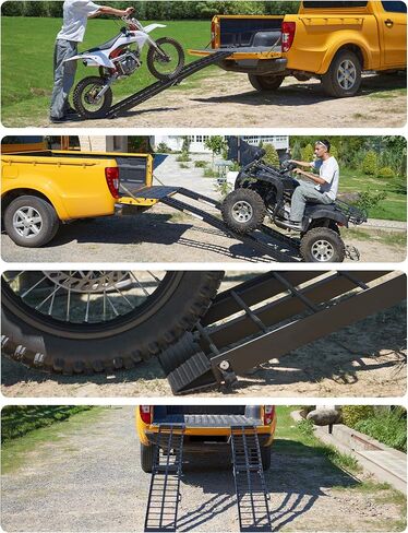 Truck Ramps 7.5FT ATV Loading Ramps for Pickup Trucks Shed Ramps with Straps 1500LBS Aluminum Ramps for Lawn Mower 2PCS 89 * 12" Snowmobile Car Ramps Silver Motorcycle Accessories with Handle Buckle in Saudi Arabia